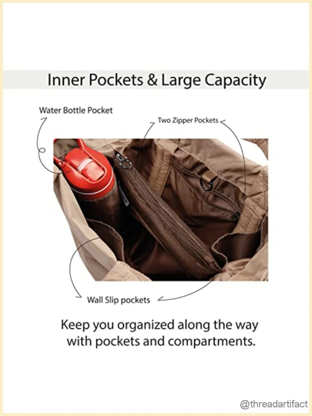 Hobo Tote with 2 Straps, Water Repellent Nylon, Crossbody Shoulder Bag